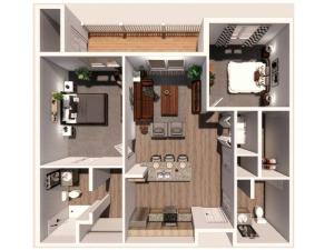 2 Bedroom A 3D Floor Plan
