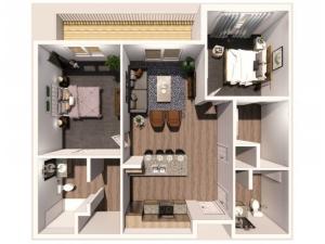 2 Bedroom B 3D Floor Plan