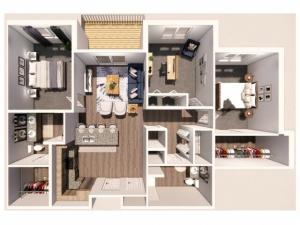 3 Bedroom B 3D Floor Plan