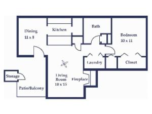 One Bedroom/One Bathroom Cypress Floorplan