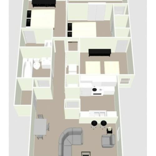 C1 - 3 Bedroom Floor Plan Image