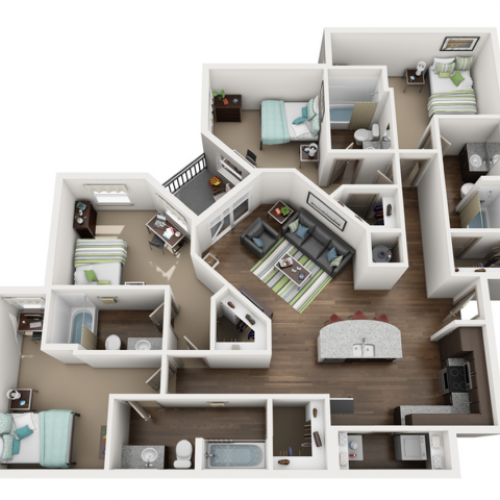 2x2 2 Bed Apartment District on Apache