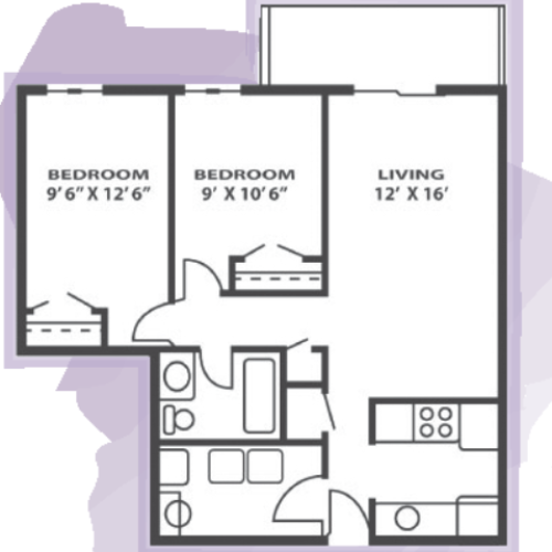 2 Bed/1Bath CAB2 2 Bed Apartment Live Active