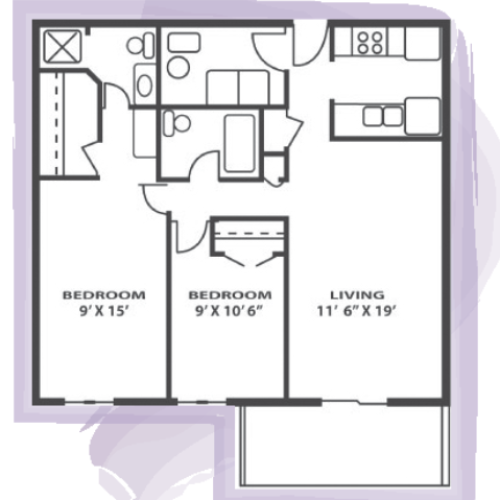 2 Bed/1Bath CAB2 2 Bed Apartment Live Active