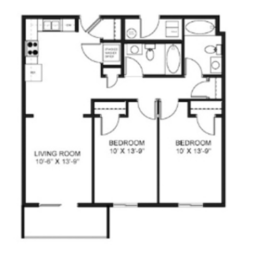 2 Bed/1Bath CAB2 2 Bed Apartment Live Active