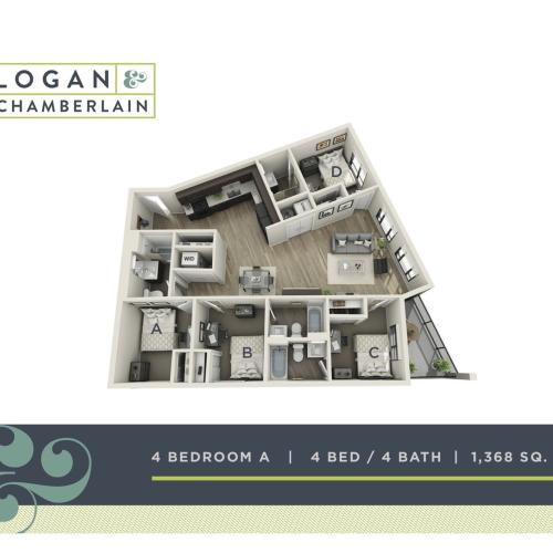 1 Bed, 1 Bath Corner 1 Bed Apartment Logan and Chamberlain