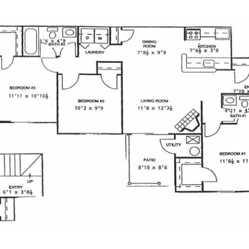 1GDN 1 Bed Apartment Cross Creek Apartments