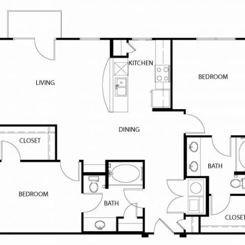 A3 1 Floor Plan 954 Square Feet One Bedroom One Bathroom