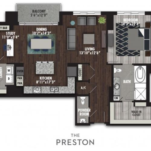 One Bedroom One Den One And A Half Bathroom Fo Floor Plan 973