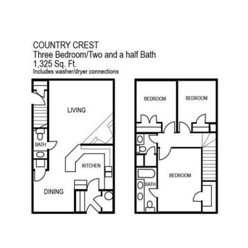 One Bedroom Townhome 1 Bed Apartment Country Crest Townhomes