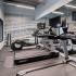 Fitness Center with treadmills, elliptical, free weights, mirrors, and TV's