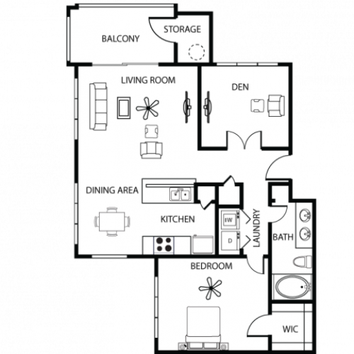 1 Bed Floor Plan With Den