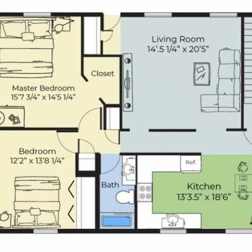 2 Bdrm Floor Plan | Apartment Buildings In Dover NH | Princeton Dover