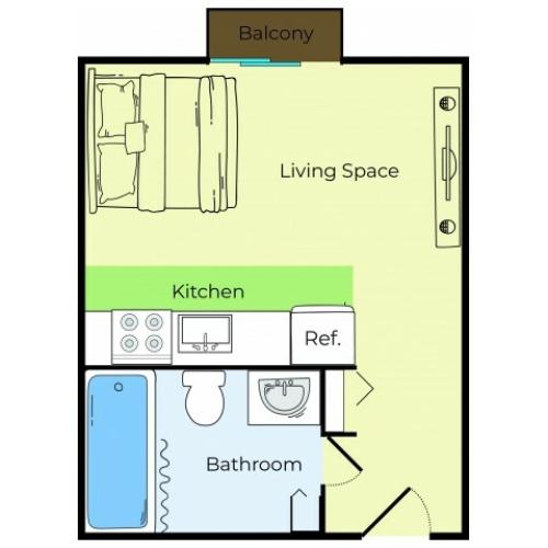 Studio Floor Plan | Lowell MA Apartments | Princeton Park