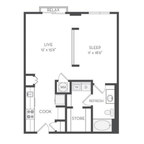 The Adler Floor Plan | 1 Bedroom with 1 Bath | 778 Square Feet | Cottonwood Westside | Apartment Homes