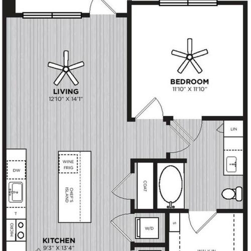 Beehive Floor Plan | 1 Bedroom with 1 Bath | 759 Square Feet | Alton Optimist Park | Apartment Homes