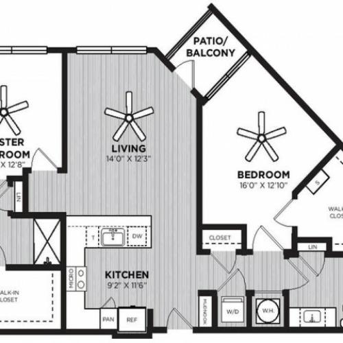 Peddler Floor Plan | 2 Bedroom with 2 Bath | 1242 Square Feet | Alton Optimist Park | Apartment Homes
