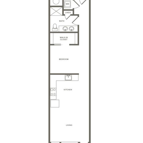 749 square foot one bedroom one bath apartment floorplan image