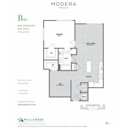 922 square foot one bedroom one bath with den apartment floorplan image