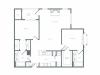 1112 square foot two bedroom two bath apartment floorplan image