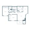 884 square foot two bedroom two bath apartment floorplan image