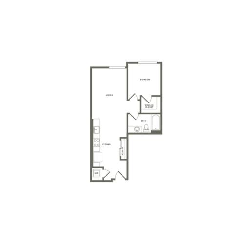 640 square foot one bedroom one bath floor plan image
