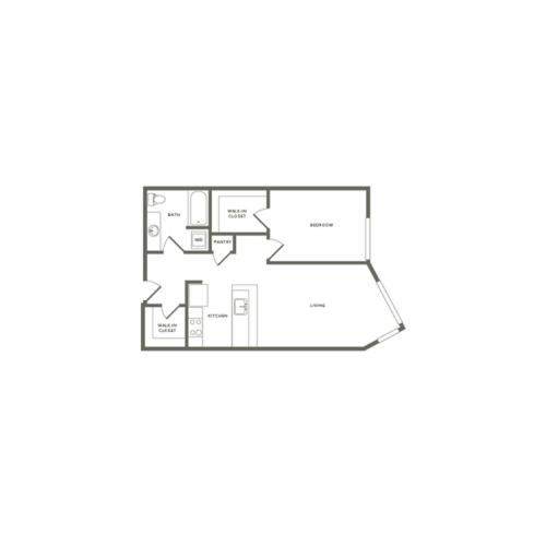 751 square foot one bedroom one bath floor plan image