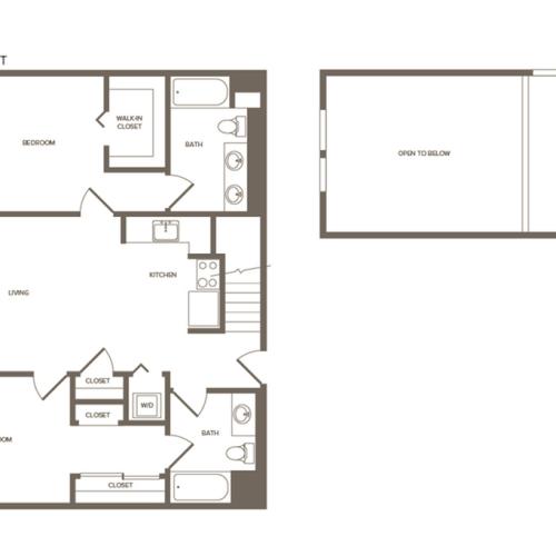 1273 square foot two bedroom two bath floor plan image