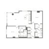1229 square foot two bedroom two bath apartment floorplan image