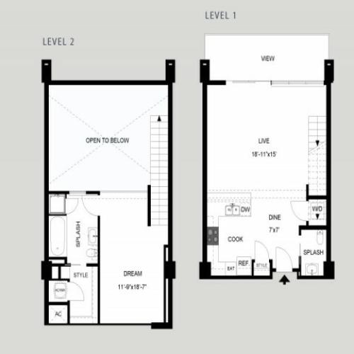 The Waterloo - Loft | 1 bed 2 bath | from 1055 square feet