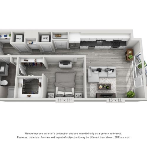 A1 | 1 bed 1 bath | from 772 square feet