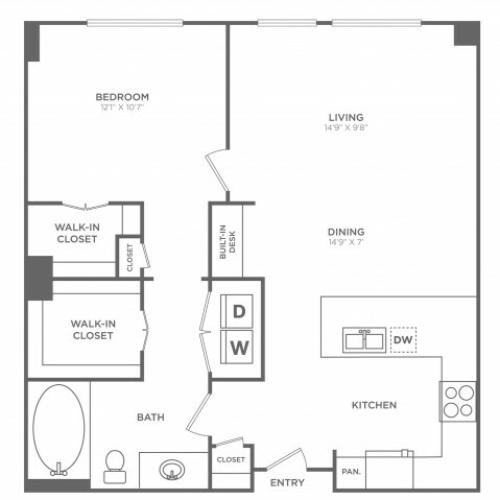 Classy | 1 bed 1 bath | from 822 square feet