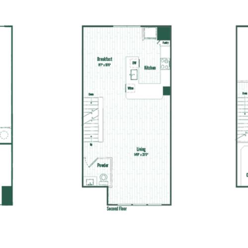 Floor PlanTH2 | 2 bed 2.5 bath | 1593 sq ft