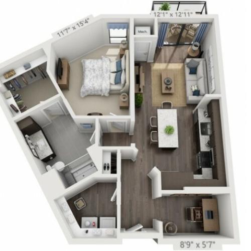 B3 | 1 bed 1 bath | from 872 square feet