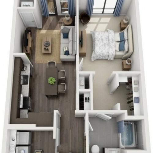 B1A | 1 bed 1 bath | from 769 square feet