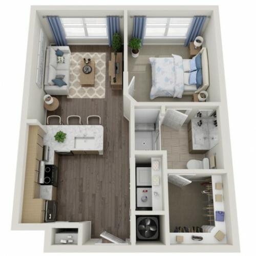 A1 | 1 bed 1 bath | from 598 square feet