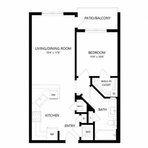 A0A | 1 bed 1 bath | from 619 square feet
