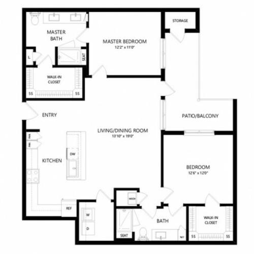 B3A | 2 bed 2 bath | from 1174 square feet