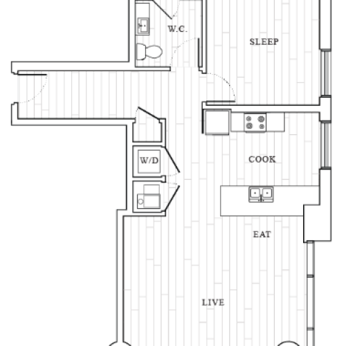 1 Bedroom Floor Plan | Tower at OPOP Apartments | Apartments in St. Louis MO 06