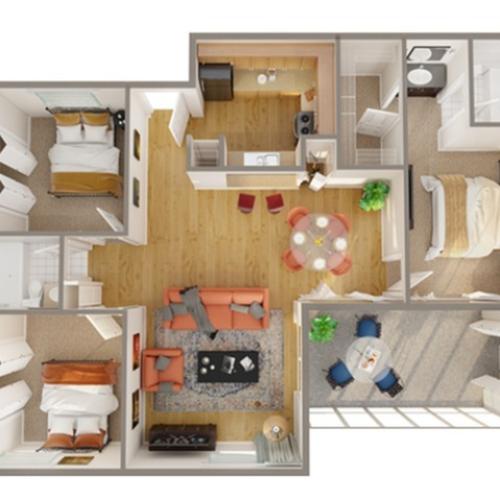 3 Bedroom Floor Plan | Apartments In Boynton Beach | Advenir at Banyan Lake