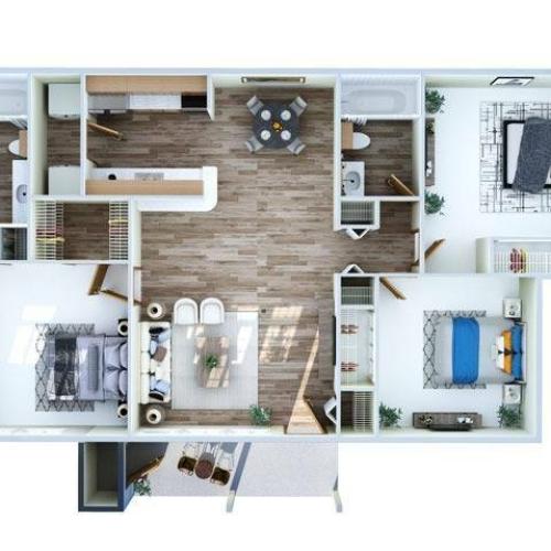 3 Bedroom Renovated Floor Plan | Apartments Near Winter Garden Fl | Advenir at the Oaks