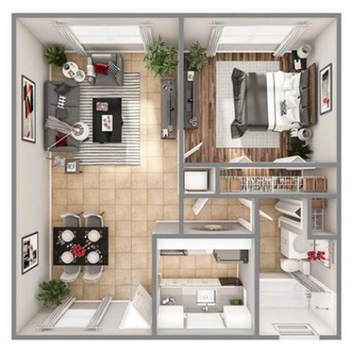 1 Bedroom Floor Plan | Pembroke Pines Apartments | Advenir at San Tropez