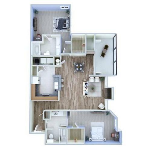 2 Bdrm Floor Plan | Sugar Land TX Apartments | Advenir at Woodbridge Reserve