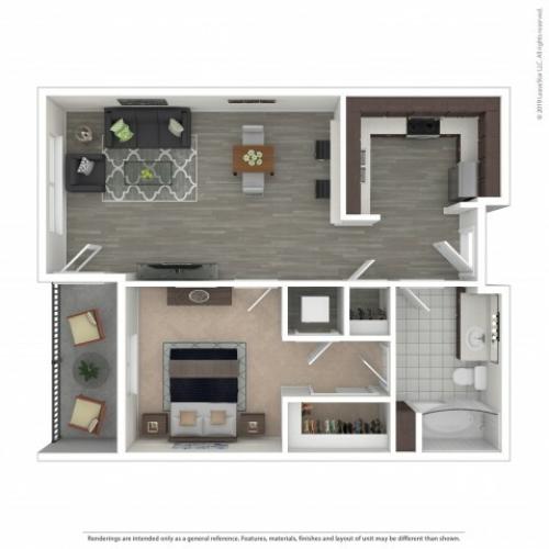 1 Bedroom Floor Plan | Apartments For Rent in Seattle, WA | Pratt Park Apartments