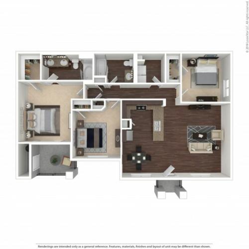 3 Bedroom Floor Plan | Apartments For Rent In Henderson, NV | The Edge at Traverse Pointe Apartments