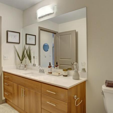 Renovated Finish with Elegant Bathroom Quartz Countertops
