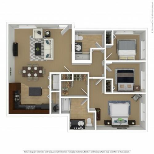 3 Bdrm Floor Plan | Luxury Apartments In Beaverton Oregon | Element 170