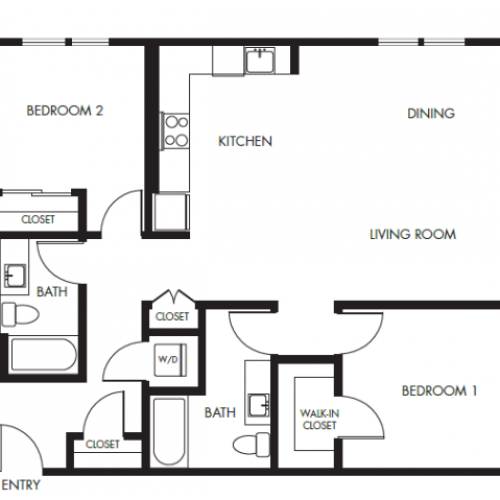 Two Bedroom Two Bath Podium | Floor Plan 14 | Anthology Apartments | Apartments Issaquah Wa