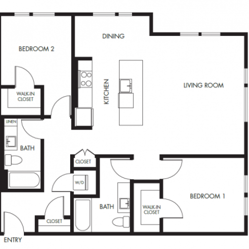 Two Bedroom Two Bath Podium Floor Plan 18 | Anthology Apartments | Apartments For Rent Issaquah Wa