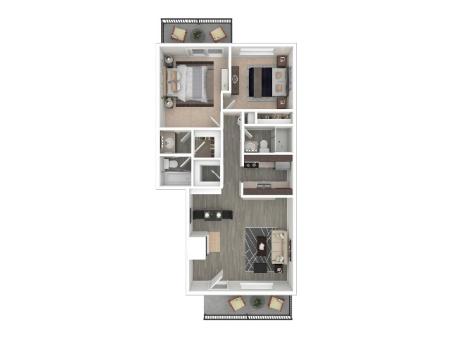 2 Bedroom Floor Plan | Apartments For Rent In Portland, OR | Arbor Creek Apartments